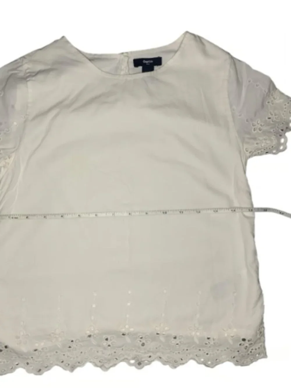 GapKids white girls top short sleeves with lace design size L